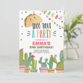 Taco Bout of a Party Girl Pink Fiesta Birthday Cac Kaart (Staand voorkant)