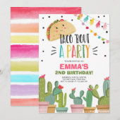 Taco Bout of a Party Girl Pink Fiesta Birthday Cac Kaart (Voorkant / Achterkant)