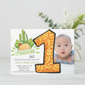 Taco Bout One | Eerste verjaardag Fiesta foto Kaart (Staand voorkant)