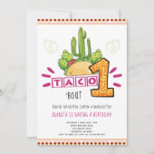 Taco Bout One | Eerste verjaardag Fiesta Pink Kaart (Voorkant)