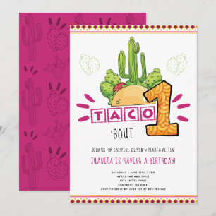 Taco Bout One Eerste verjaardag Fiesta Pink Kaart