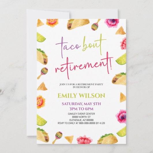 Taco Bout Retirement! Fiesta Retirement Party Kaart (Voorkant)