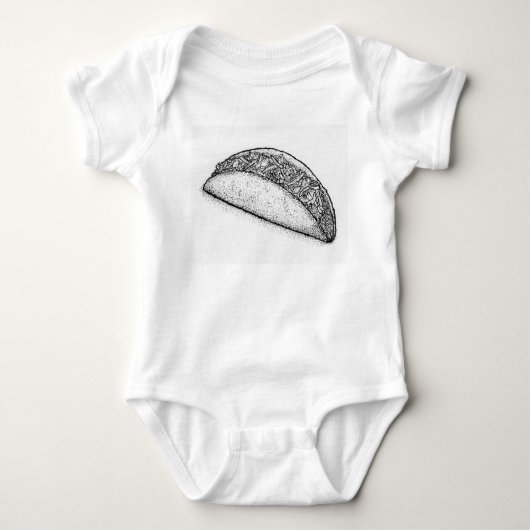 Taco 'Bout Schattig: Handgetekende Monochrome Taco Romper (Voorkant)