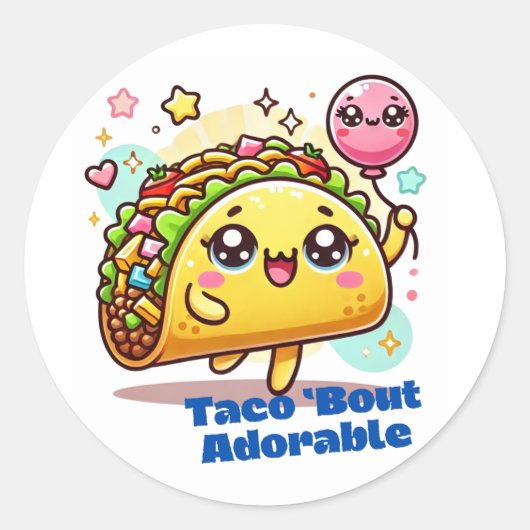 Taco 'bout Schattige Sticker, Taco Lovers Sticker (Voorkant)