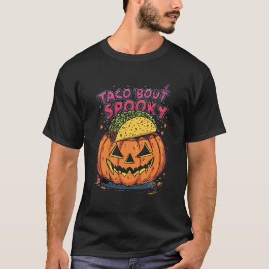Taco 'Bout Spooky! Funny Halloween Pun Pumpkin T-shirt (Voorkant)