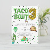 Taco Bout Three | Uitnodiging voor derde verjaarda (Staand voorkant)