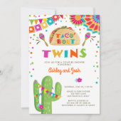 Taco Bout Twins Fiesta Baby shower Uitnodiging (Voorkant)
