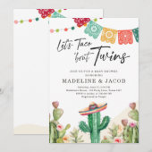 Taco Bout Twins Fiesta Cactus Waterverf Baby Kaart (Voorkant / Achterkant)