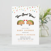 Taco Bout Twins Fiesta Groovy Retro Baby shower Kaart (Staand voorkant)