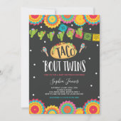 Taco 'Bout Twins Fiesta Twin Baby shower Invitatio Kaart (Voorkant)