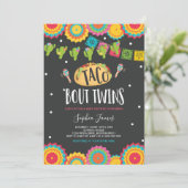 Taco 'Bout Twins Fiesta Twin Baby shower Invitatio Kaart (Staand voorkant)