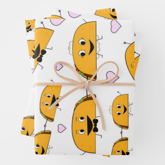 Taco Bride en Groom Wedding Wrapping Sheets Inpakpapier Vel (In situ)