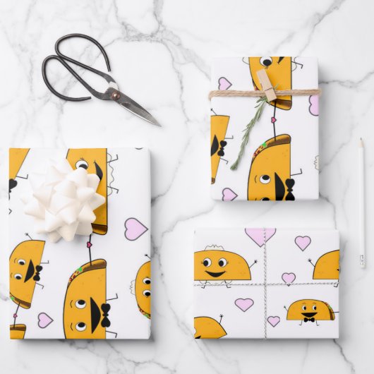 Taco Bride en Groom Wedding Wrapping Sheets Inpakpapier Vel (Voorkant)