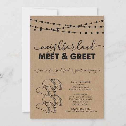 Taco-buurt Ontmoet & Groet Uitnodiging (Voorkant)