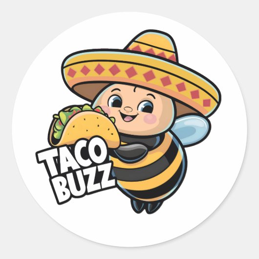 Taco Buzz Bumble Bee Ronde Sticker (Voorkant)