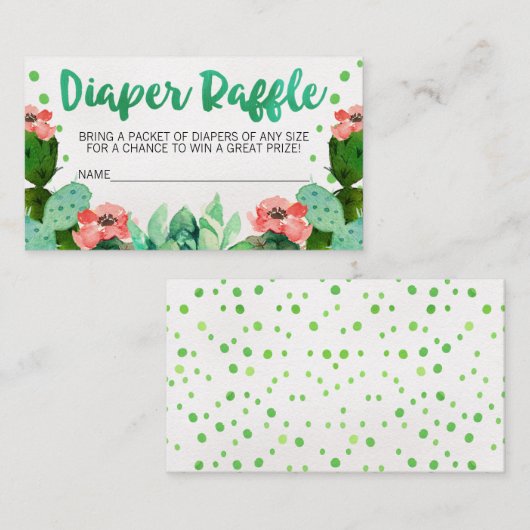 Taco Cactus Baby shower Luier Raffle Insert Informatiekaartje (Voorkant / Achterkant)