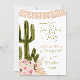 Taco Cactus eerste verjaardag uitnodiging