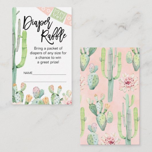 Taco Cactus Fiesta Thed Diaper Raffle Insert Visitekaartje (Voorkant / Achterkant)
