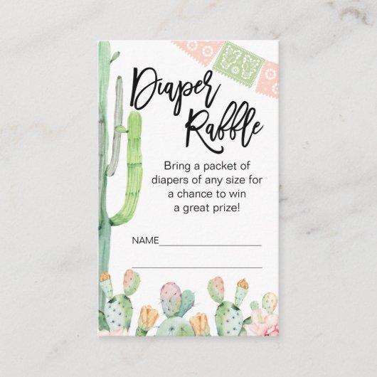 Taco Cactus Fiesta Thed Diaper Raffle Insert Visitekaartje (Voorkant)