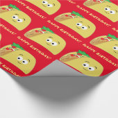 Taco Cartoon Happy Birthday Cadeaupapier (Hoek)