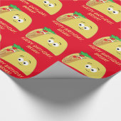 Taco Cartoon Happy Birthday Name  Cadeaupapier (Hoek)
