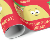 Taco Cartoon Happy Birthday Name  Cadeaupapier (Rol Hoek)