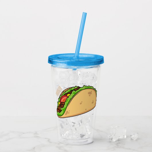 Taco-cartoon illustratie acryl drinkbeker (Achterkant ijs)