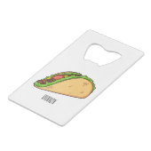 Taco-cartoon illustratie creditkaart flessenopener (Voorkant Gekanteld)