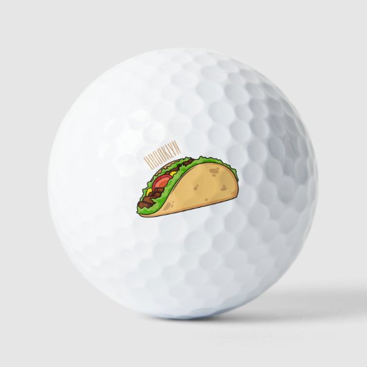 Taco-cartoon illustratie golfballen (Voorkant)