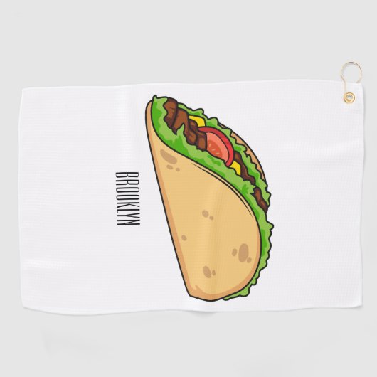 Taco-cartoon illustratie golfhanddoek (Horizontaal)
