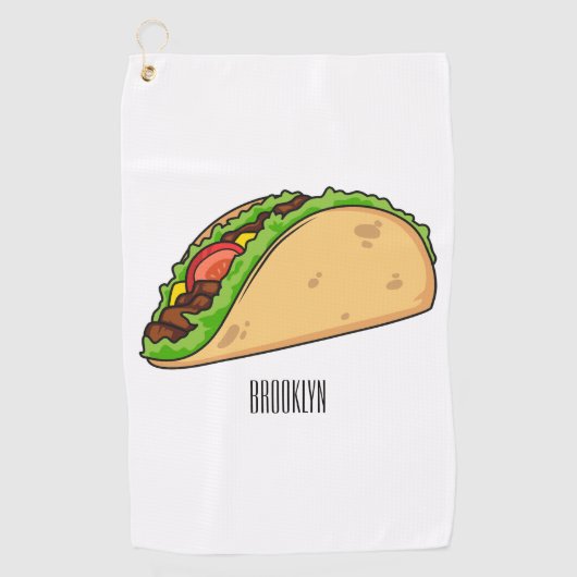 Taco-cartoon illustratie golfhanddoek (Voorkant)