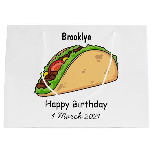 Taco-cartoon illustratie groot cadeauzakje (Voorkant)