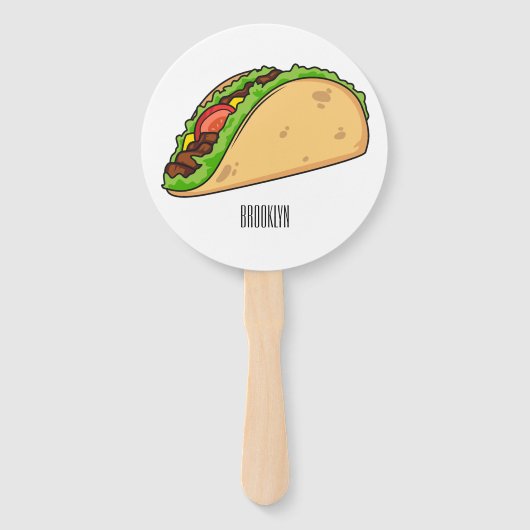 Taco-cartoon illustratie handwaaier (Voorkant)