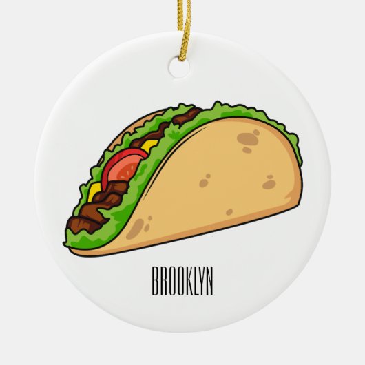 Taco-cartoon illustratie keramisch ornament (Voorkant)