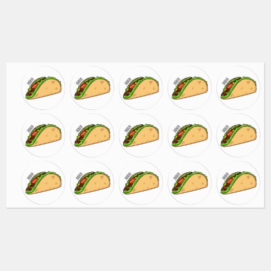 Taco-cartoon illustratie labels (Vel)