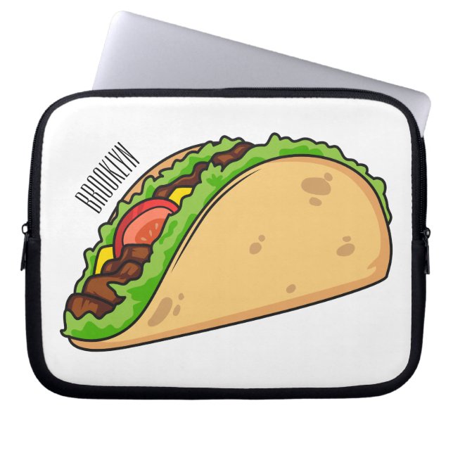 Taco-cartoon illustratie laptop sleeve (Voorkant)