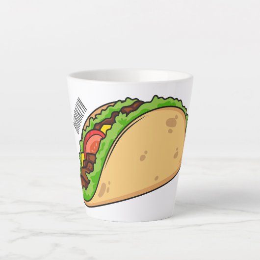 Taco-cartoon illustratie latte mok (Voorkant)