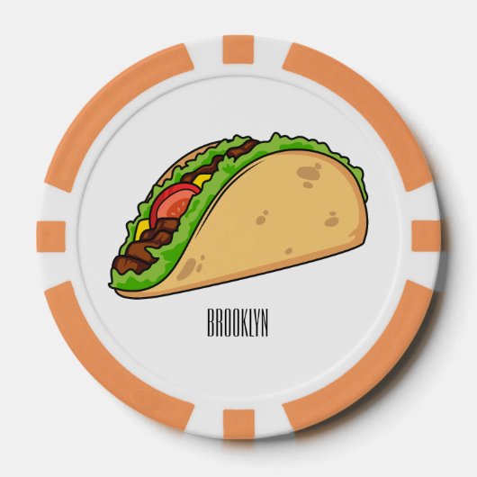 Taco-cartoon illustratie poker chips (Voorkant)