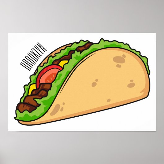 Taco-cartoon illustratie poster (Voorkant)