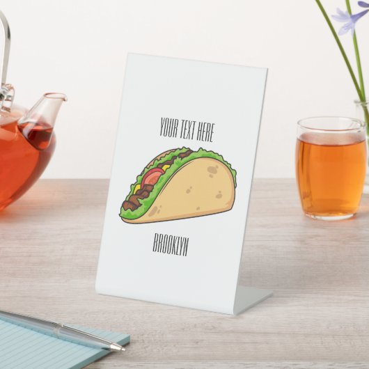 Taco-cartoon illustratie reclamebord met voetstuk (Insitu)