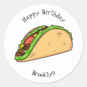 Taco-cartoon illustratie ronde sticker