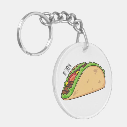 Taco-cartoon illustratie sleutelhanger (Voorkant Links)