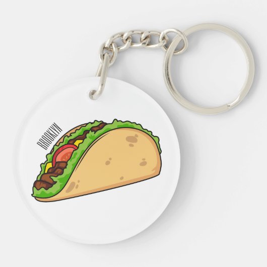 Taco-cartoon illustratie sleutelhanger (Achterkant)