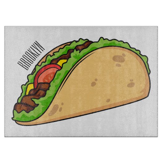 Taco-cartoon illustratie snijplank (Voorkant)