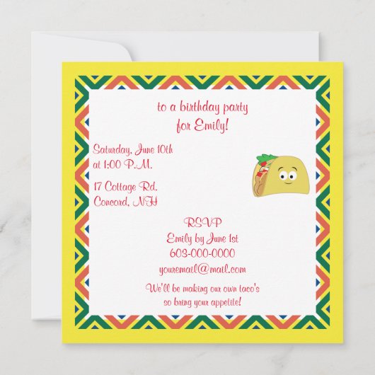 Taco Cartoon Kaart (Achterkant)