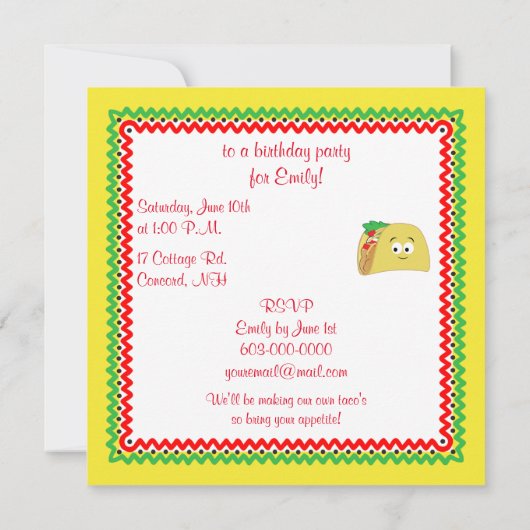 Taco Cartoon Kaart (Achterkant)