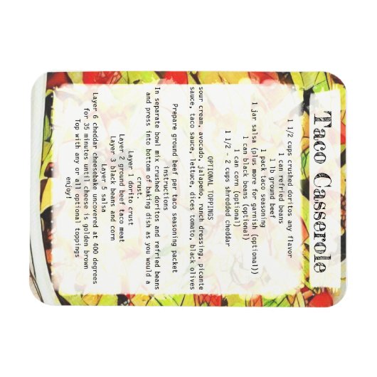 Taco-casserolerecept Magneet (Horizontaal)