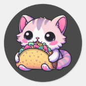 Taco Cat Delight - kawaii, tacos, katten, schattig Ronde Sticker (Voorkant)