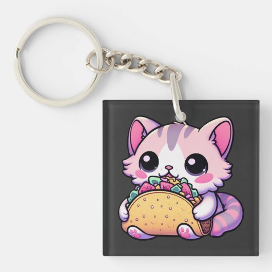 Taco Cat Delight - kawaii, tacos, katten, schattig Sleutelhanger (voorkant)