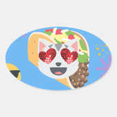 taco cat emoji ovale sticker (Voorkant)